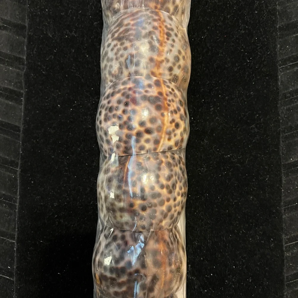 Vintage Tiger Cowrie Sea Shell NAPKIN RING Holders SET of 6 Natural Brown Black